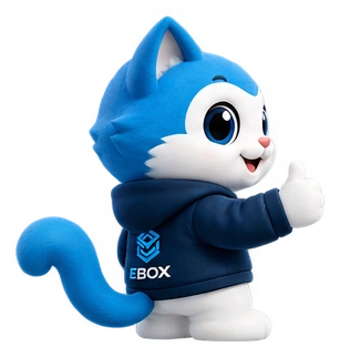 EBOX mascot giving a thumbs up